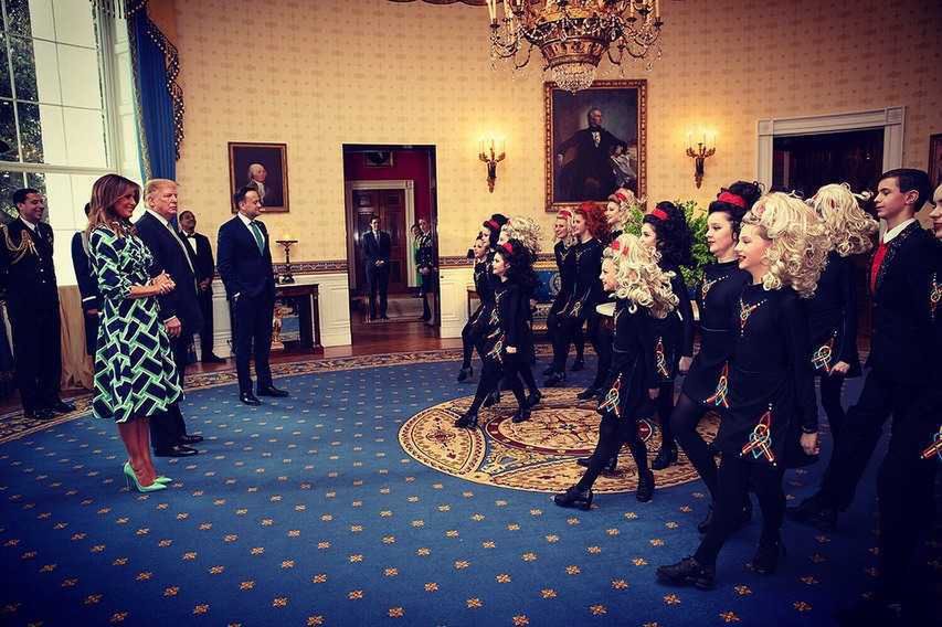 Melania Trump i Donald Trump na spotkaniu z premierem Irlandii