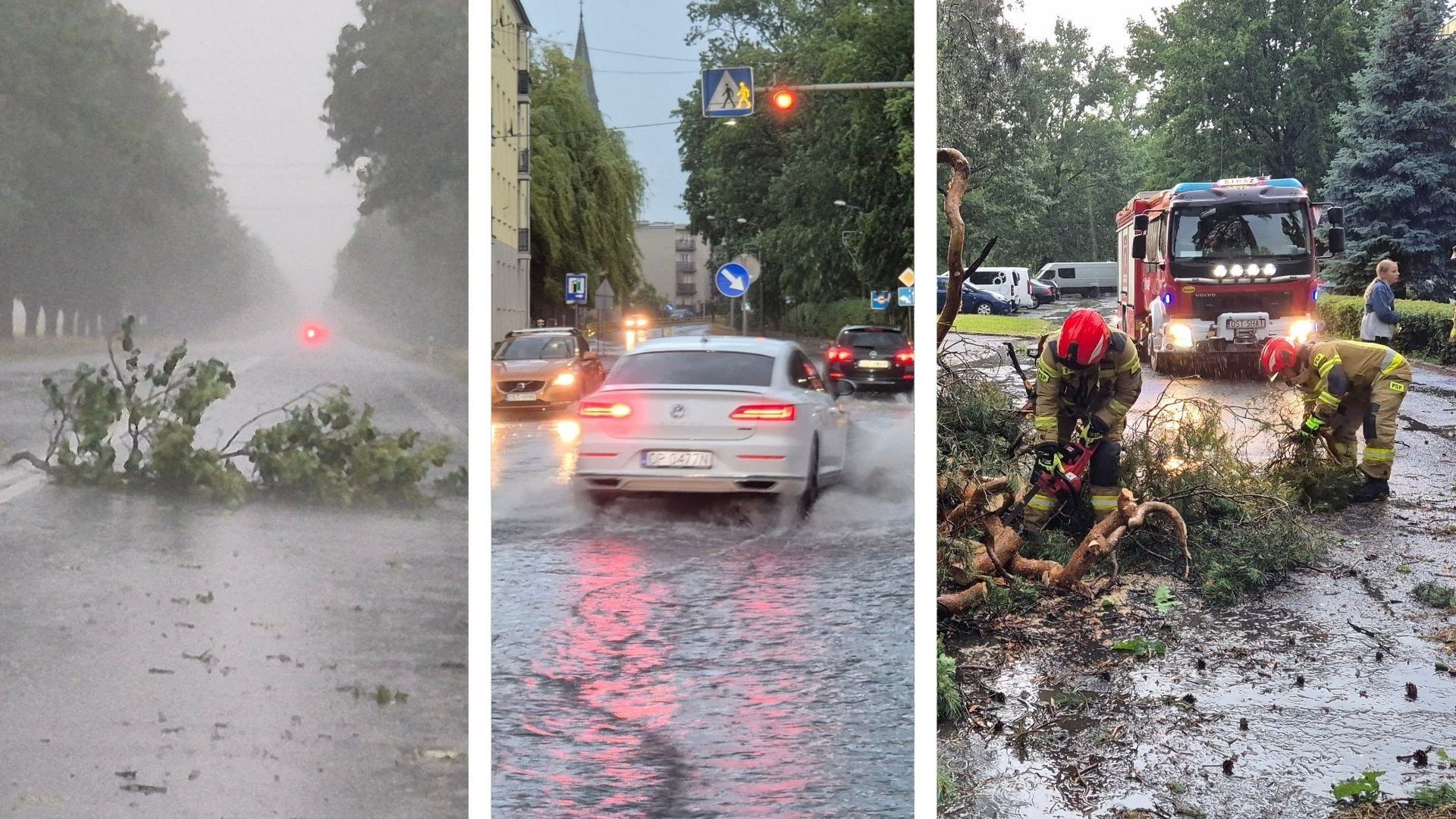 Tak wyglądały Strzelce Opolskie w trakcie i tuż po nawałnicy.