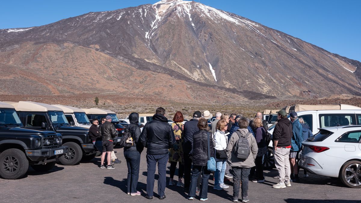 General views of the island of Tenerife. In the picture, tourists and guides are at the Parador de Las Canadas del Teide in Teide National Park, on January 13, 2026. (Photo by Stefano Nicoli/NurPhoto via Getty Images)