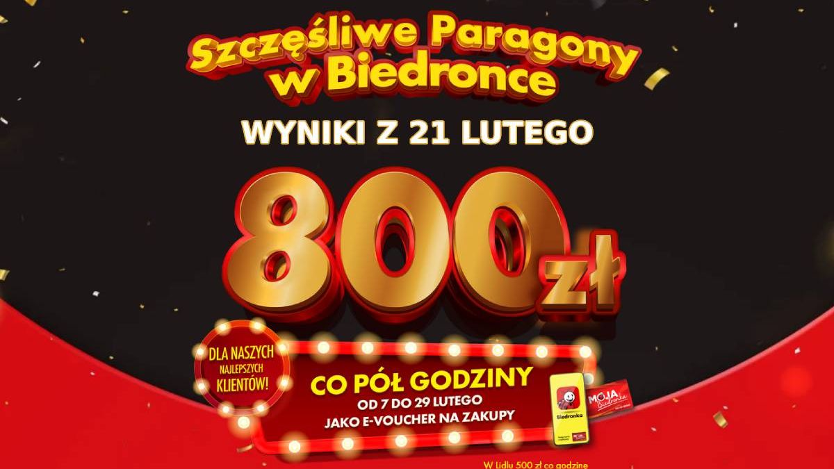 Biedronka Szczęśliwe Paragony - wyniki z 21 lutego