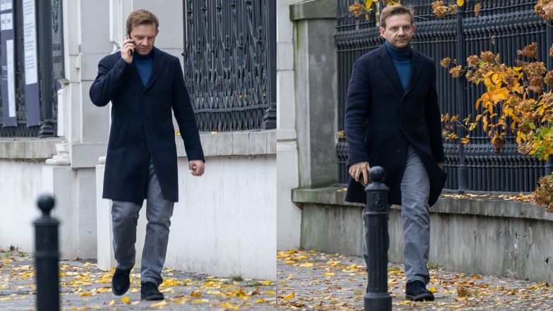 Rafał Zawierucha na spacerze z żoną i córką 
