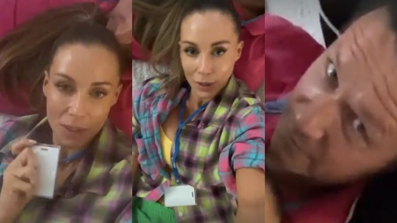 Małgorzata Rozenek leży na kanapie z wejściówką do "Dzień dobry TVN"