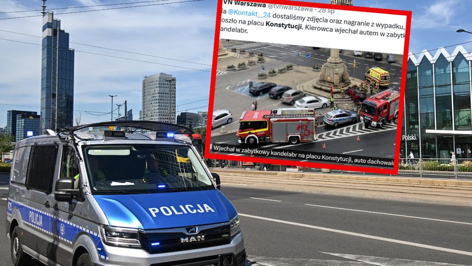 Pijany uderzył w latarnię. Policjant zwolniony z pracy