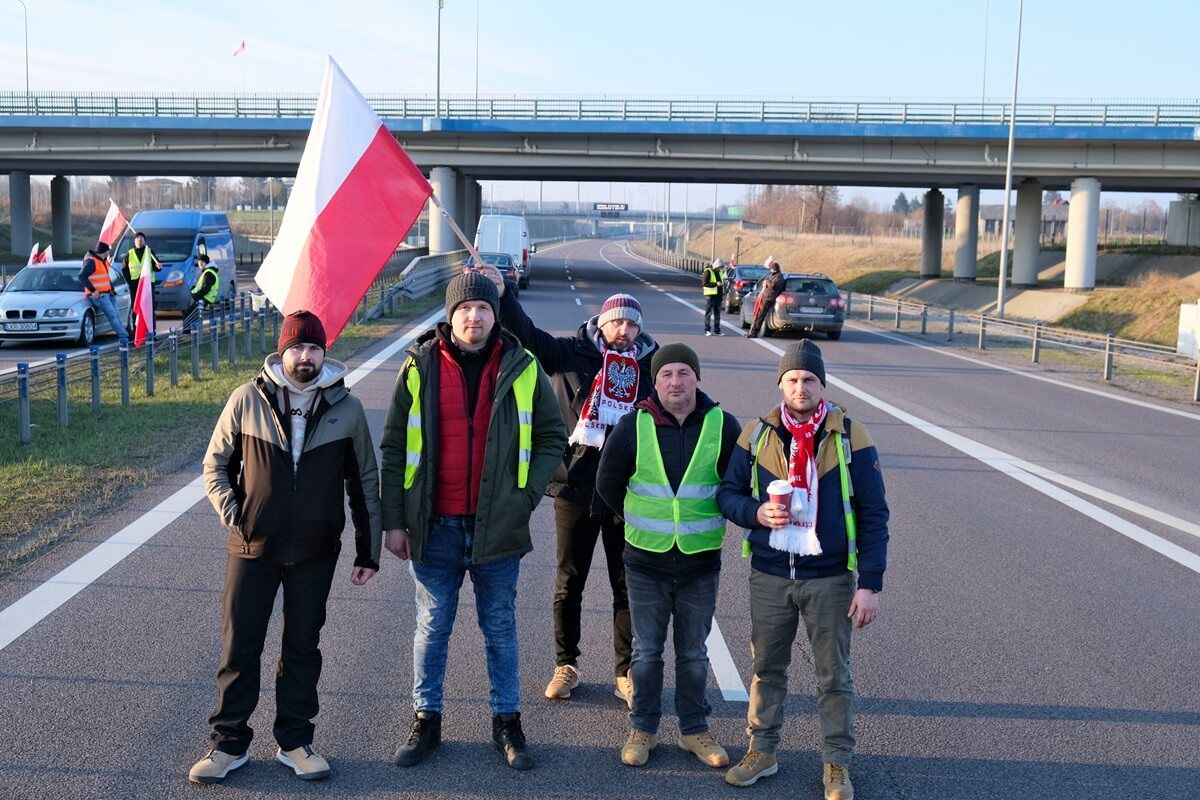 Protest rolników w Maryninie/Stasinie przy węźle Lublin Węglin
