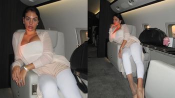 Znudzona Georgina Rodriguez wygina się na pokładzie prywatnego odrzutowca. Torebki za 160 TYSIĘCY ZŁOTYCH nie zabawiły jej niestety rozmową...