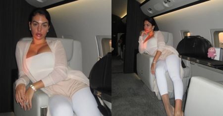Znudzona Georgina Rodriguez wygina się na pokładzie prywatnego odrzutowca. Torebki za 160 TYSIĘCY ZŁOTYCH nie zabawiły jej niestety rozmową...
