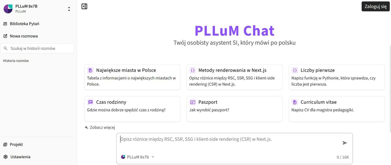 Polski model językowy AI - PLLuM Chat