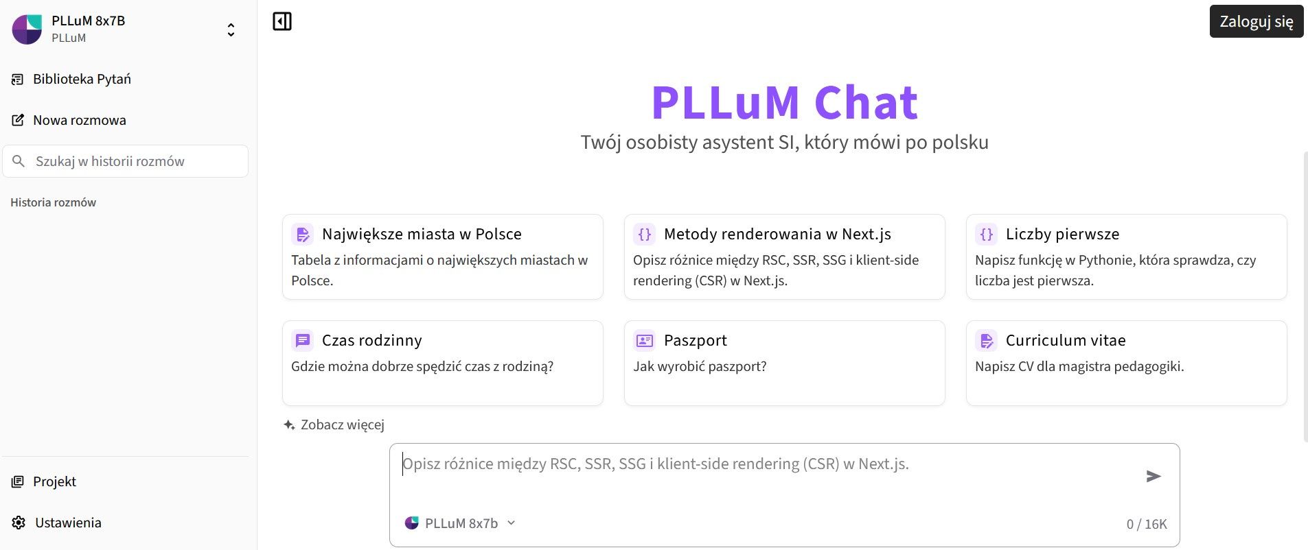 Polski model językowy AI - PLLuM Chat