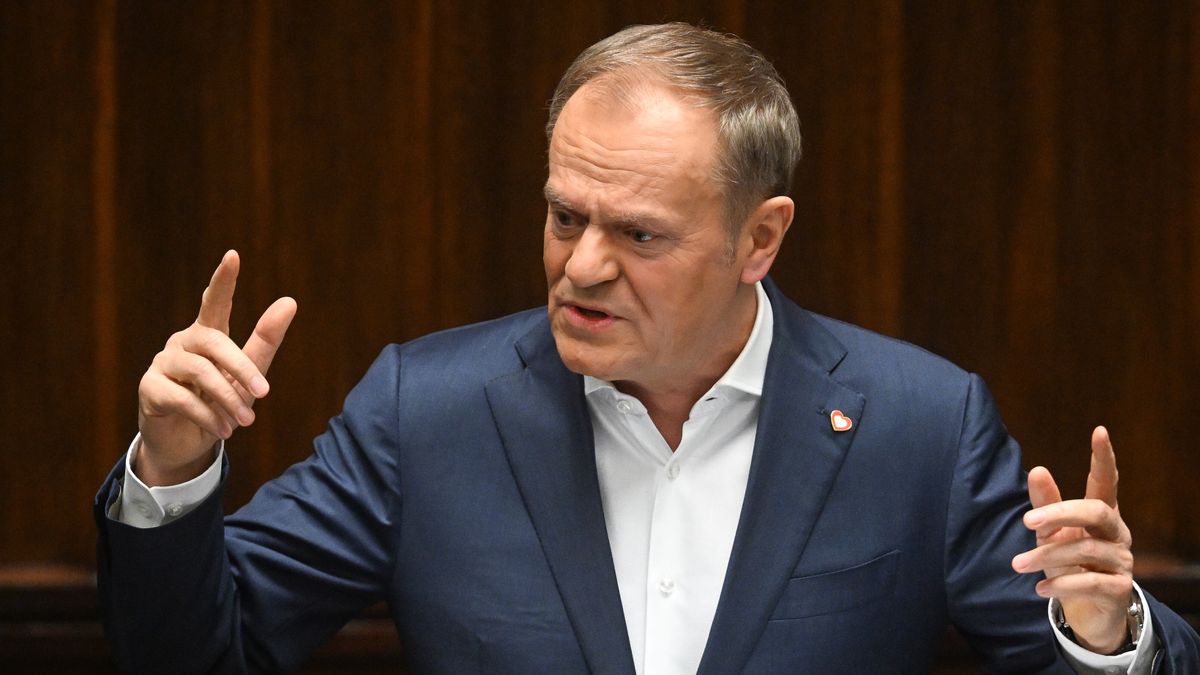 Warszawa, 20.02.2025. Premier Donald Tusk na sali plenarnej Sejmu w pierwszym dniu posiedzenia izby w Warszawie, 20 bm. Posłowie mają się zająć wnioskiem o wotum nieufności wobec minister Kotuli. (sko) PAP/Radek Pietruszka