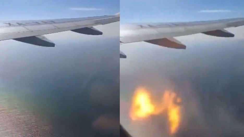 Pasażer samolotu uchwycił moment wybuchu silnika w Airbusie A320