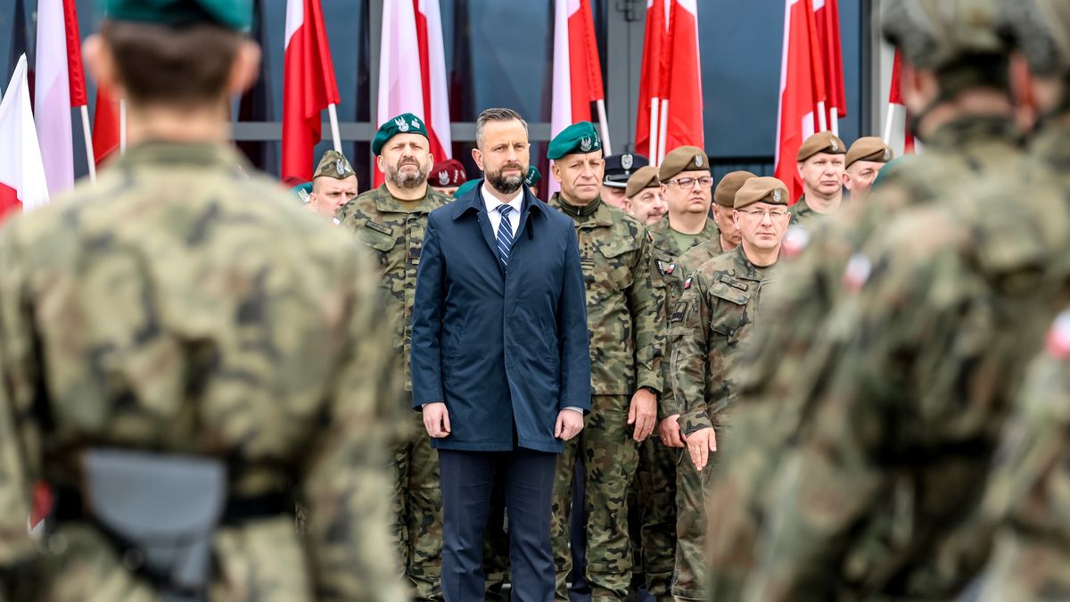 LIMANOWA, POLAND - 2025/03/29: Polish Minister of National Defence and Deputy Prime Minister, Wladyslaw Kosiniak-Kamysz attends the opening of the military complex of the 114th Light Infantry Battalion. The Territorial Defence Force (TDF), or Wojska Obrony Terytorialnej (WOT), is the fifth branch of the Polish Armed Forces, comprised of professional and part-time volunteer soldiers, focused on defending Poland's territory and supporting civilian agencies during peacetime. (Photo by Dominika Zarzycka/SOPA Images/LightRocket via Getty Images)