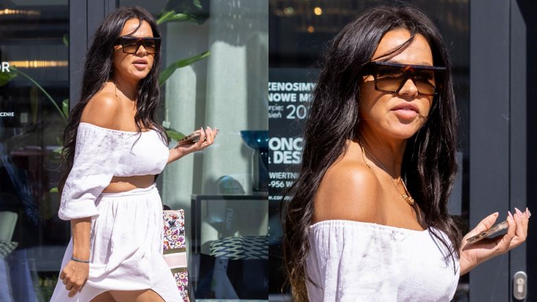 Sylwia Bomba w stylizacji za prawie 20 tysięcy złotych wychodzi ze sklepu z ekskluzywnymi meblami