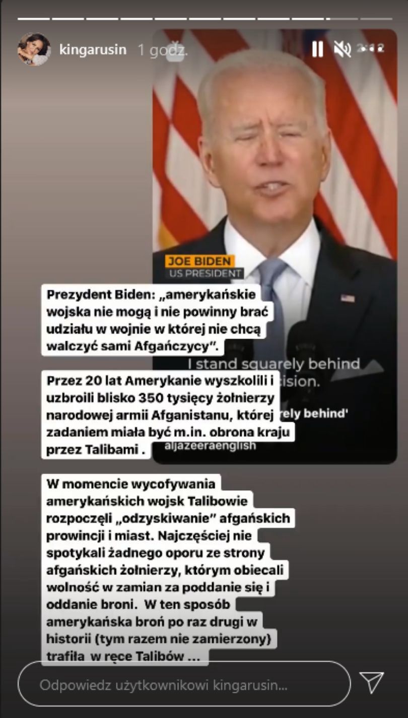 Kinga Rusin komentuje wydarzenia w Afganistanie