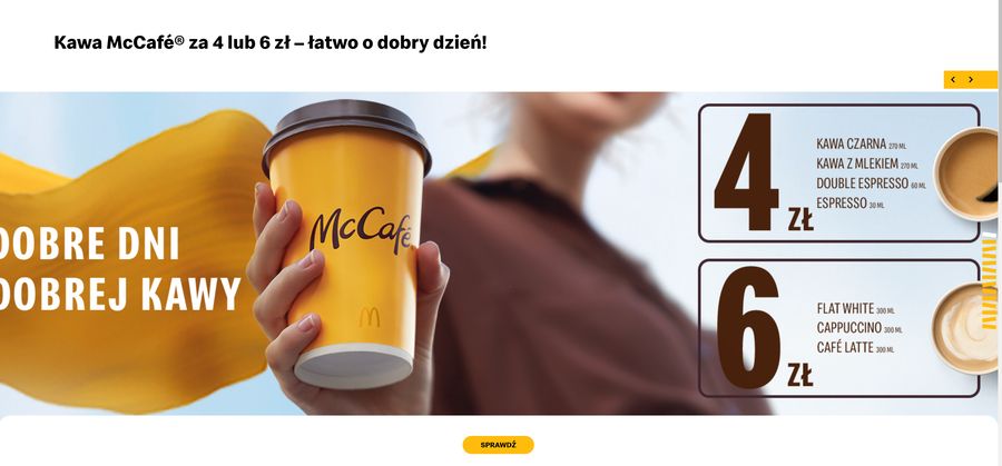 Kawa za 4 zł w McDonald's na stronie internetowej