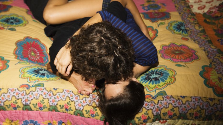 Teenage couple kissing on bedJupiterimages16-17 years, adolescent, affection, affectionate, bed, bedroom, boyfriend, brunette, caucasian, close, closeness, colorful, couple, embrace, embracing, girlfriend, home, indoor, intimacy, intimate, kiss, kissing, love, loving, lying down, making out, multiracial, passion, passionate, sensual, sexual, teenage boy, teenage girl, teenagers, teens, touching, two people