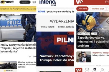 screeny: Onet, Wirtualna Polska, Interia