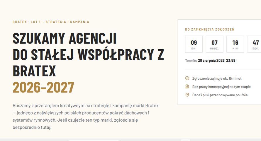 Bratex szuka agencji inaczej. Specjalna strona i CRM