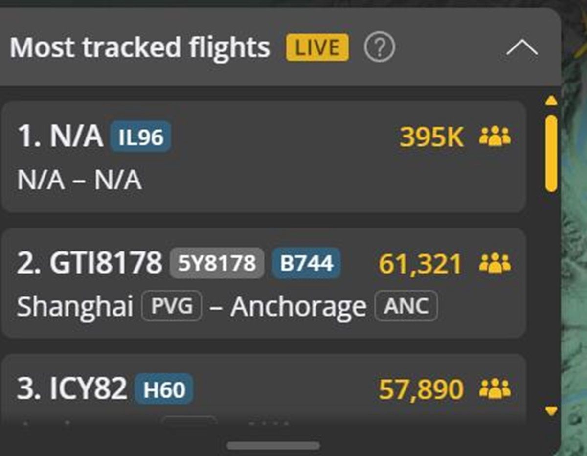 Prawie 400 tysięcy osób śledziło lot Putina.