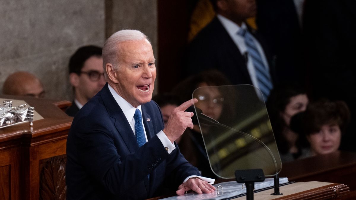 UNITED STATES - FEBRUARY 7: President Joe Biden delivers his State of the Union address to Congress on Tuesday, February 7, 2023. (Bill Clark/CQ-Roll Call, Inc via Getty Images)