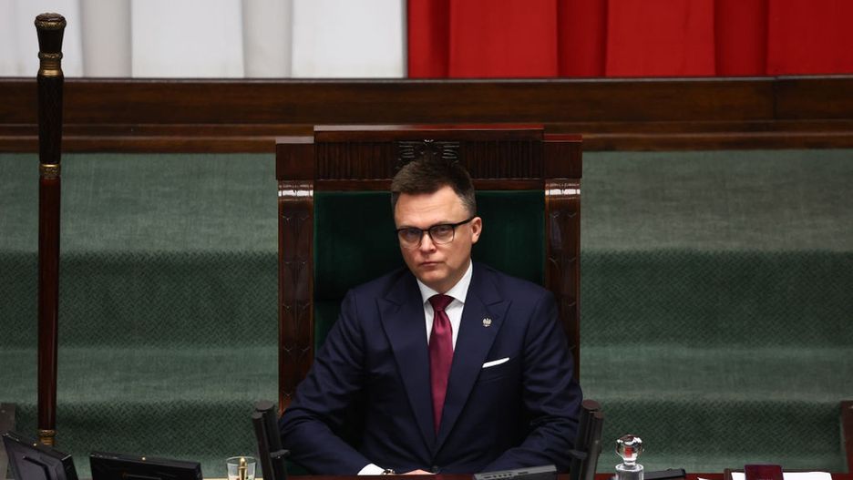 Polish PM Donald Tusk Speech About The EU Security
Polish Marshal of the Sejm Szymon Holownia during the Polish parliament meeting in Warsaw, Poland on March 7, 2025. (Photo by Jakub Porzycki/NurPhoto via Getty Images)
NurPhoto
polish political event., jakub porzycki, assembly, polish legislative, parliament, legislative, parliamentary meeting, legislative session, sejm, political event, polish government, eu, nurphoto, polish assembly, polish, session, legislative meeting, political leader, legislative body, government assembly, warsaw meeting, march 7, parliamentary session, polish parliament, polish politics, szymon holownia