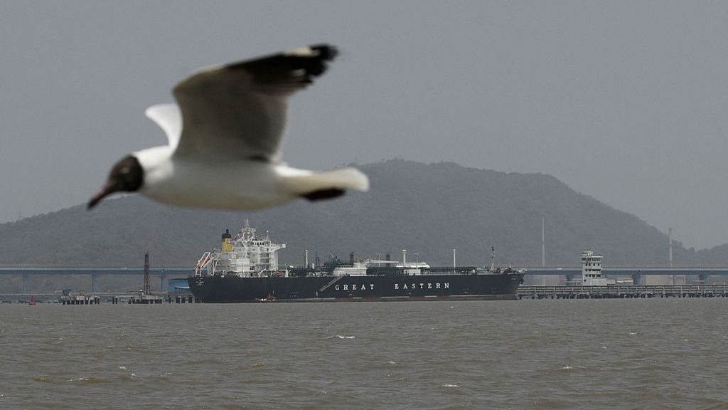 Indian LPG Tanker Jag Vasant Docks In Mumbai After Hormuz Passage Amid Regional Conflict
The Indian-flagged tanker Jag Vasant, carrying liquefied petroleum gas (LPG) after transiting through the Strait of Hormuz amid the ongoing conflict in the Middle East, is seen docked at an offloading terminal along the coast in Mumbai, India, on April 1, 2026. (Photo by Indranil Aditya/NurPhoto via Getty Images)
NurPhoto
transit, infrastructure., indranil aditya, energy, maritime, trade, logistics, offloading terminal, vessel, tanker, coast, lpg, april 1, export, nurphoto, docked, navigation, jag vasant, middle east war, indian-flagged, indo-iranian relations, geopolitical, transport, import, cargo, port