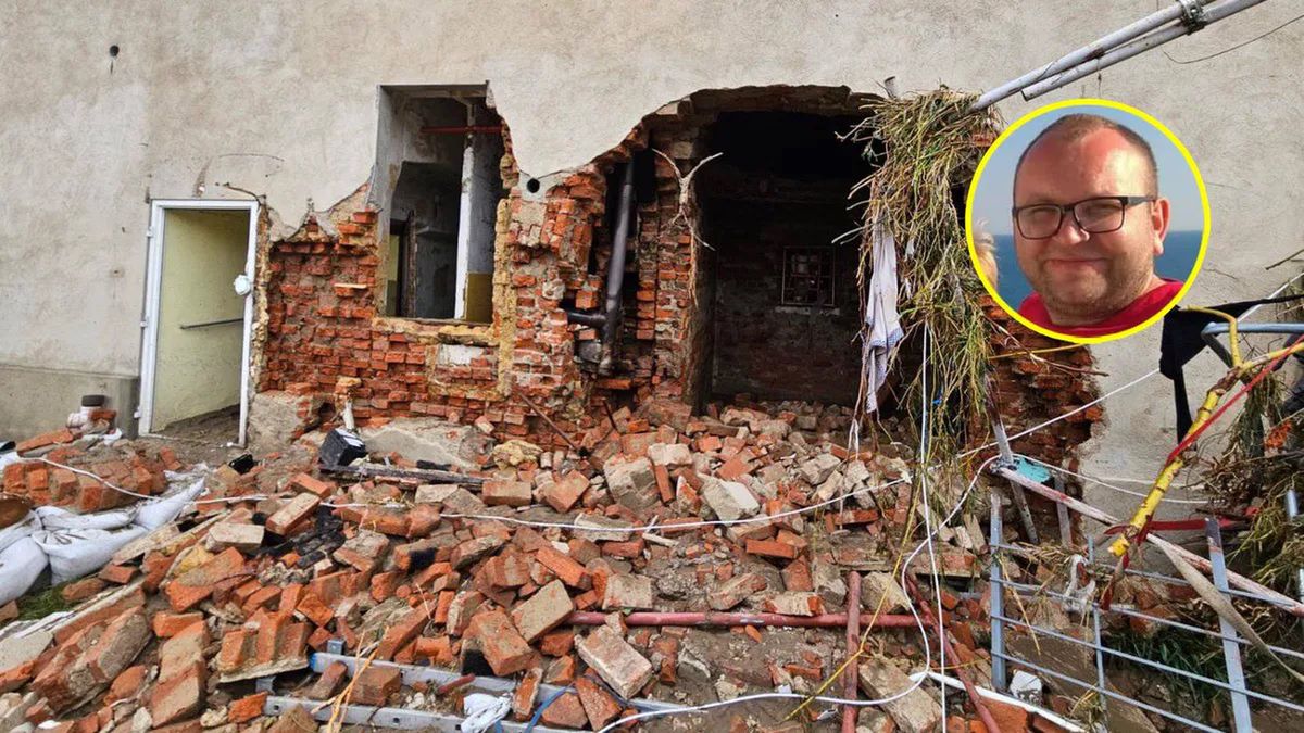 Getty Images / zrzutka.pl oraz Facebook Michał Majewski / Na zdjęciu: Zniszczony dom i Michał Majewski