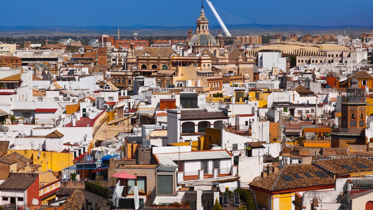 Panorama of Sevilla Spain - view from cathedral belltower
sevilla, town, street, belltower, church, cathedral, architecture, exterior, cityscape, palace, spain, buildings, panorama, castle, fortress, garden, nature, attraction, sun, tower, travel, background, city, seville, landscape, old, outdoor, summer, retro, andalucia, europe, tourism, urban, houses, residential, roofs, scenic, view, district, andalusia, landmark, plaza, sightseeing, spanish, blue, sky, facade, religion, square, bridge