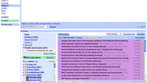 Gmail, Google Reader i Calendar na jednej stronie 1