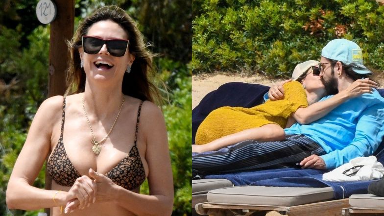 51-letnia Heidi Klum WYMIENIA CZUŁOŚCI z młodszym o 17 lat mężem na plaży. Modelka zaprezentowała BOSKIE ciało w bikini (ZDJĘCIA)