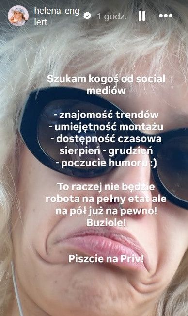 Wpis Heleny Englert na Instagramie