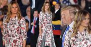 Sztywna Melania Trump przemawia na apelu ubrana w pstrokatą sukienkę za 10 tysięcy złotych (FOTO)