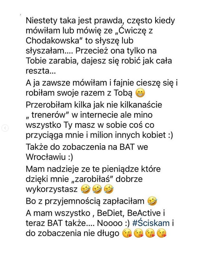 Ewa Chodakowska reaguje na przytyk dotyczący jej działalności