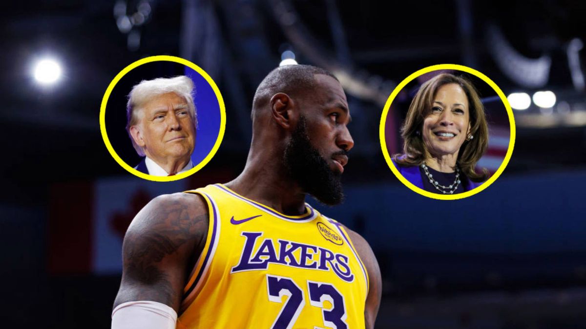 Getty Images / Cole Burston / Anna Moneymaker / Ethan Miller / LeBron James / Donald Trump / Kamala Harris