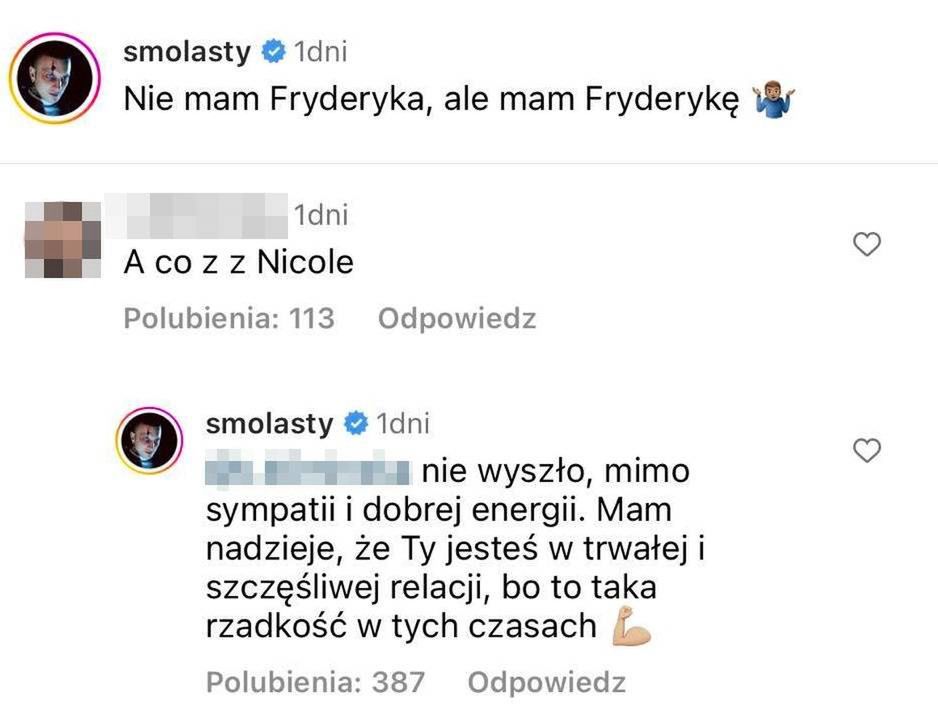 Smolasty mówi o rozstaniu z Nicole 