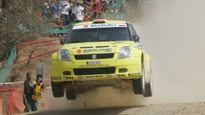 Michał Kościuszko i Maciej Szczepaniak w Suzuki Swift Super 1600 na trasie Rajdu Meksyku 2008