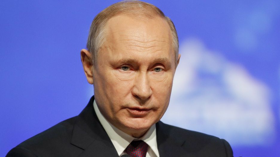 Putin na 5. Mi?dzynarodowym Forum Arktycznym
Russian President Vladimir Putin delivers his speech during the International Arctic Forum in St. Petersburg, Russia, Tuesday, April 9, 2019. (AP Photo/Dmitri Lovetsky)
AP