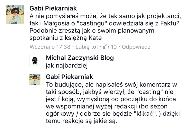 Gabriela Piekarniak o krecji Małgorzaty Kożuchowskiej