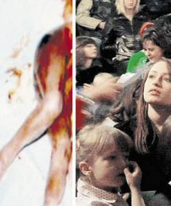 Zakrwawiona kobieta w klatce - zdjęcie dla przedszkolaka