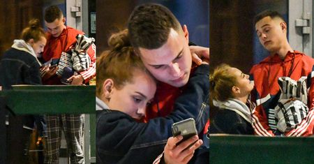 Zakochani Adam Zdrójkowski i Wiktoria Gąsiewska wpatrują się w telefon po imprezie urodzinowej aktora (ZDJĘCIA)