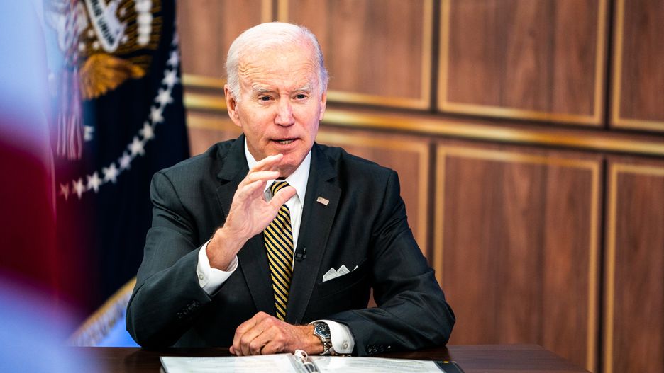 WASHINGTON, DC  October 19, 2022:

US President Joe Biden delivering remarks on the Bipartisan Infrastructure Law in the South Court Auditorium of Eisenhower Executive Office Building on Wednesday, October 19, 2022. Secretary of Department of Energy Jennifer Granholm was in attendance. 

(Photo by Demetrius Freeman/The Washington Post via Getty Images)