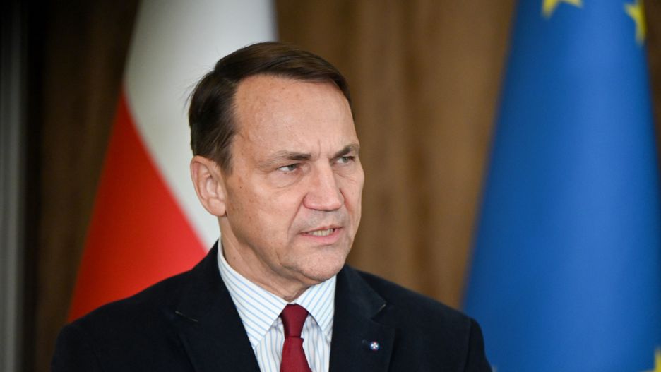 Vice Prime Minister and Minister of Foreign Affairs of the Republic of Poland, Radoslaw Sikorski, who is on a working visit to the Lviv region, participates in a joint briefing with the rector of the Ivan Franko National University of Lviv, Roman Gladyshevskii, in Lviv, Ukraine, on October 10, 2025. The Polish foreign minister accepts the Doctor Honoris Causa diploma from Lviv's Ivan Franko National University. (Photo by Anastasiia Smolienko/Ukrinform/NurPhoto via Getty Images)