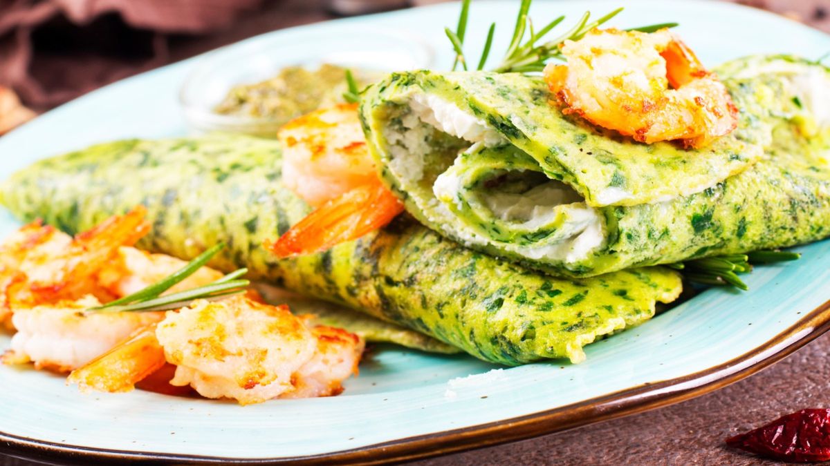 Zielone naleśniki z łososiem