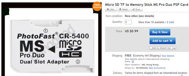 Adapter MS ProDuo&gt; MicroSD- 3.45 zł