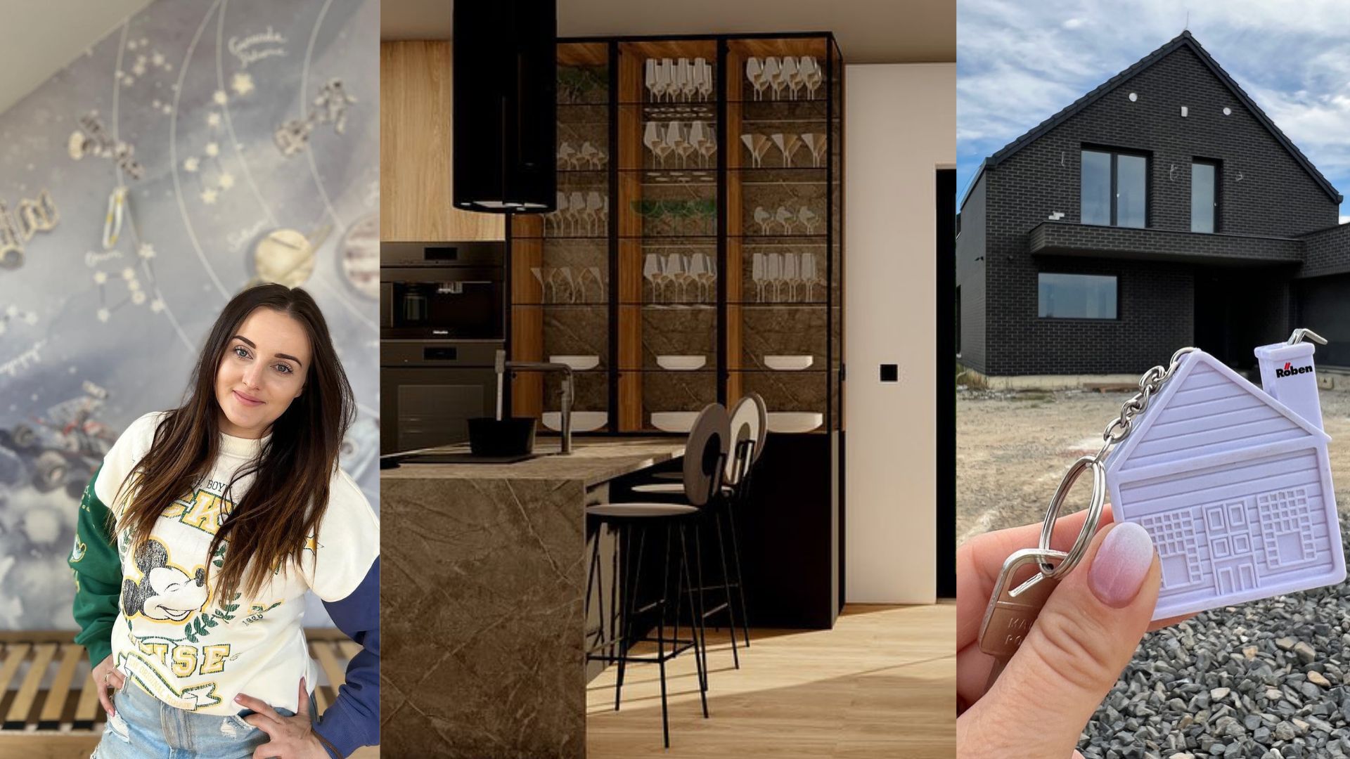 Tak wygląda nowy dom Anny i Grzegorza Bardowskich: ciemna elewacja, ogromne okna i pole uprawne za płotem