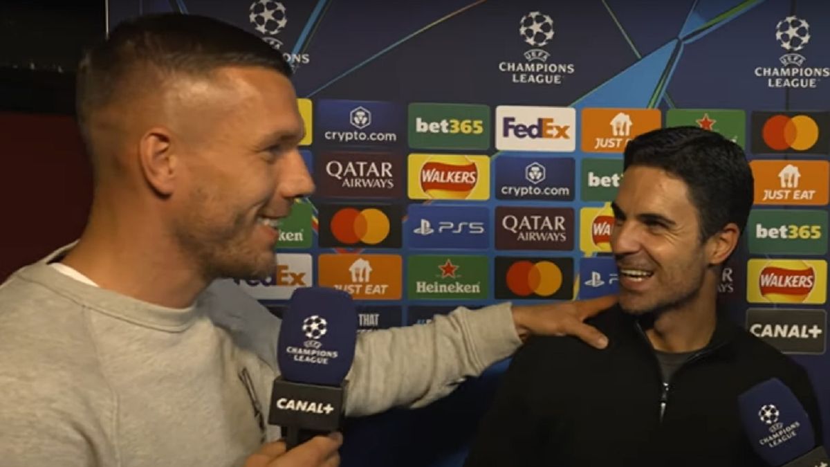 YouTube / Canal+ Sport / Na zdjęciu: Lukas Podolski i Mikel Arteta