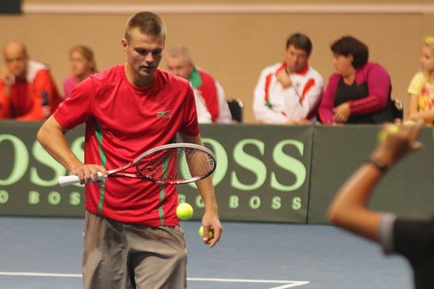 Dzmitryj Żyrmant, 23 lata, gra trzeci mecz w kadrze (foto Bartłomiej Chłąd)