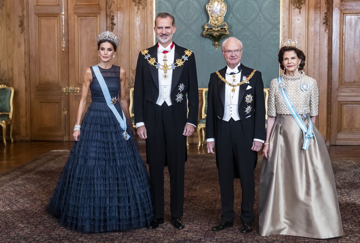 Królowa Letycja, król Filip, król Karol XVI Gustaw i królowa Sylwia
