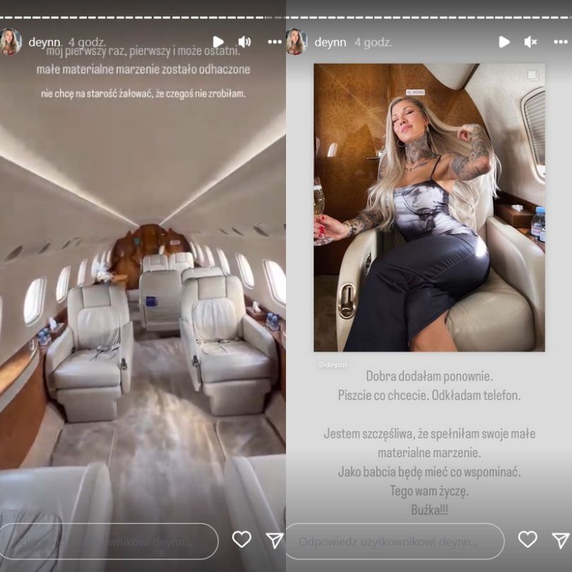 Deynn żali się na hejt po pochwaleniu się lotem prywatnym odrzutowcem