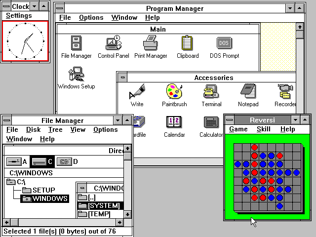 Windows 3.0 - z wyglądu trochę mniej kolorowy Windows 3.1, pod maską ewolucja rozwiązań 2.1
