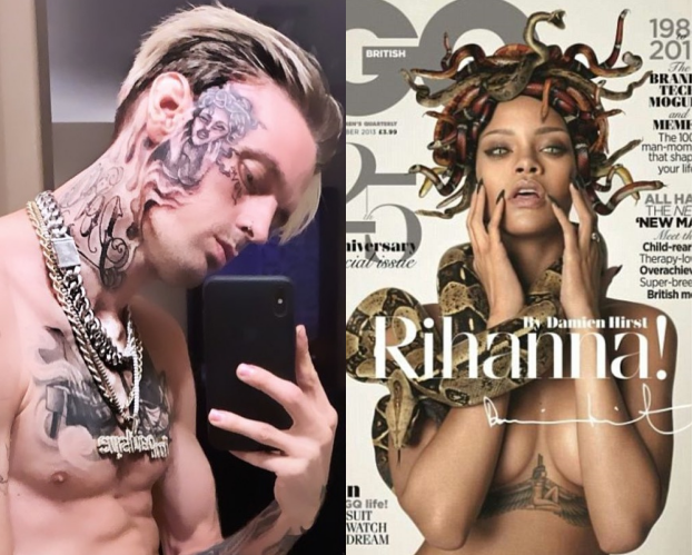 Aaron Carter wytatuował sobie NA TWARZY Rihannę (FOTO)